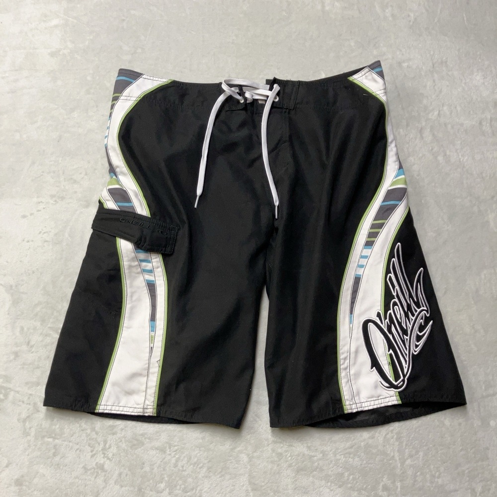 Vintage Y2K‎ O'Neill Boardshorts Spellout Script Logo 2000s Surf 34 / Fits 36x11